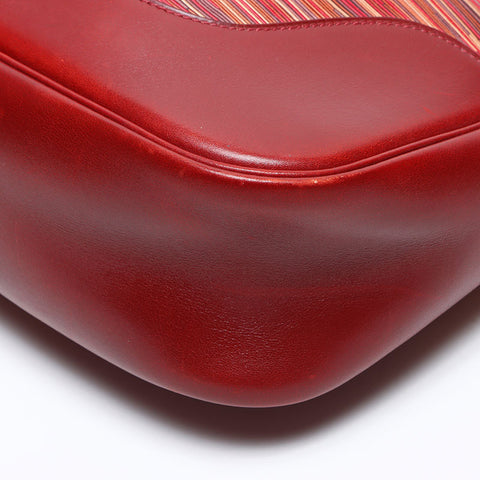 HERMES Trim 35 C engraved 2000 Vibrato box calf Rouge Ash Shoulder Bag Brown WS14280