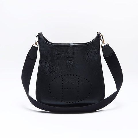 HERMES Evelyn 1 PM Taurillon Clemence Clemence ◽️L stamped 2008 Shoulder Bag black WS14282