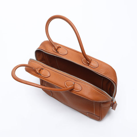 HERMES ◽️J stamp 2006 Taurillon Clemence Omnibus PM Handbag Brown WS14286