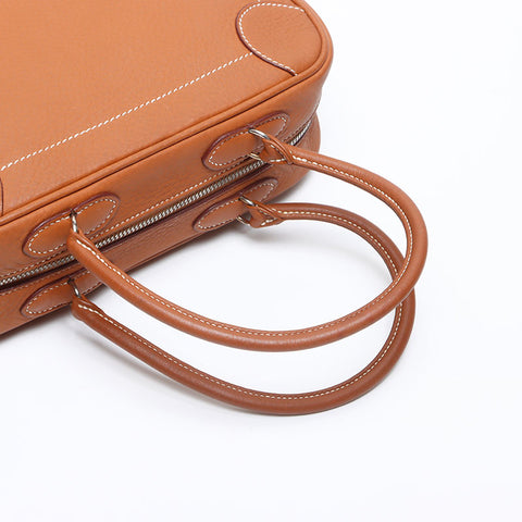 HERMES ◽️J stamp 2006 Taurillon Clemence Omnibus PM Handbag Brown WS14286
