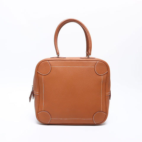 HERMES ◽️J stamp 2006 Taurillon Clemence Omnibus PM Handbag Brown WS14286