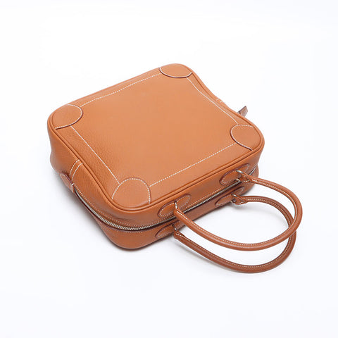 HERMES ◽️J stamp 2006 Taurillon Clemence Omnibus PM Handbag Brown WS14286