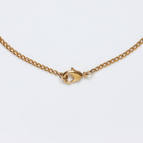 CHANEL 02P Heart Rhinestone COCO Mark 2002 Necklace gold WS14288