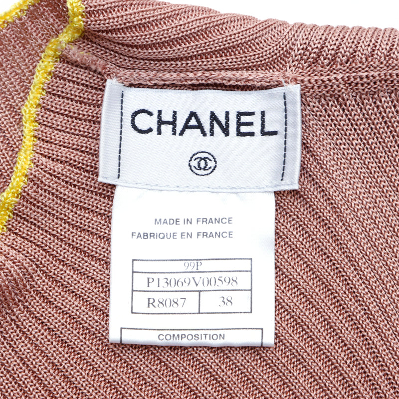 シャネル CHANEL リブニット ココマーク タンクトップ ピンクベージュ