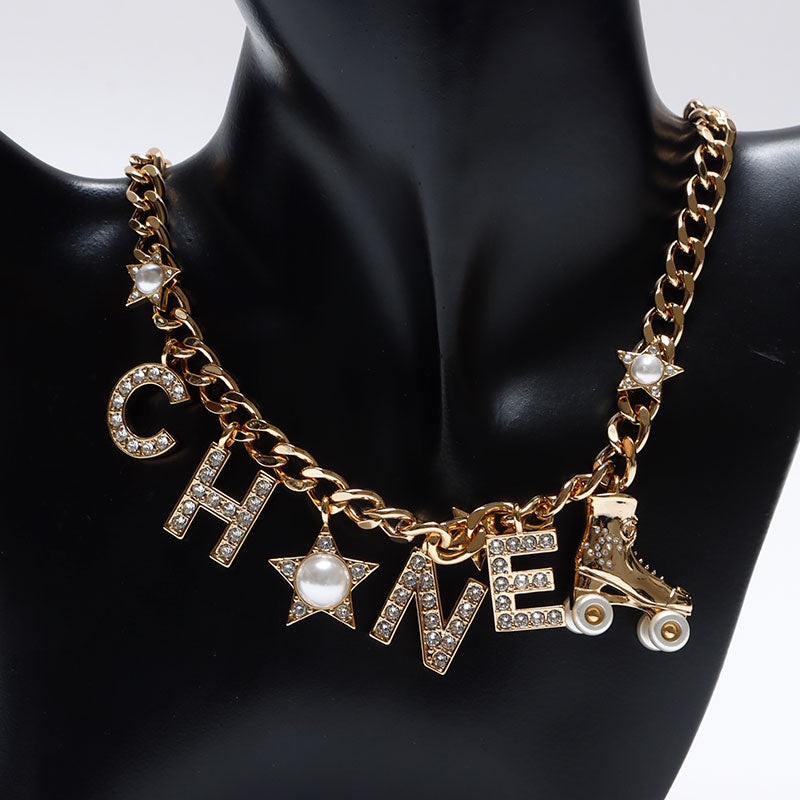 シャネル CHANEL C24C 2024 ロゴ ラインストーン チョーカー ローラ