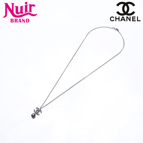 CHANEL B18S COCO Mark Drop 2018 Necklace Silver WS14298