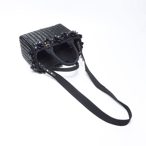 プラダ PRADA フラワー カゴバッグ ハンドバッグ ブラック WS14302