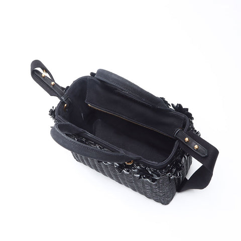 プラダ PRADA フラワー カゴバッグ ハンドバッグ ブラック WS14302