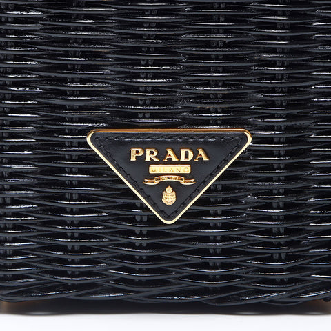 プラダ PRADA フラワー カゴバッグ ハンドバッグ ブラック WS14302