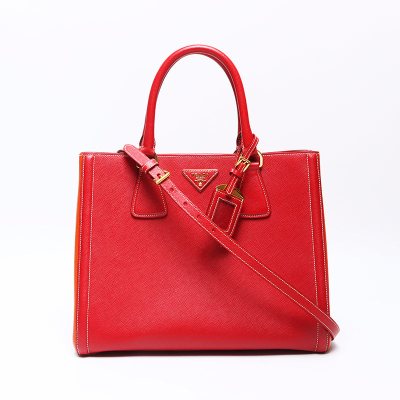 プラダ PRADA サフィアーノ 2way ハンドバッグ レッド WS14305 – NUIR
