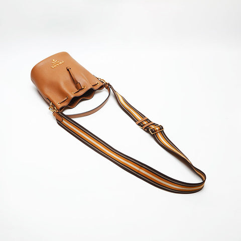 プラダ PRADA 巾着 レザー 2way ヴィッテロダイノ ショルダーバッグ ブラウン WS14307