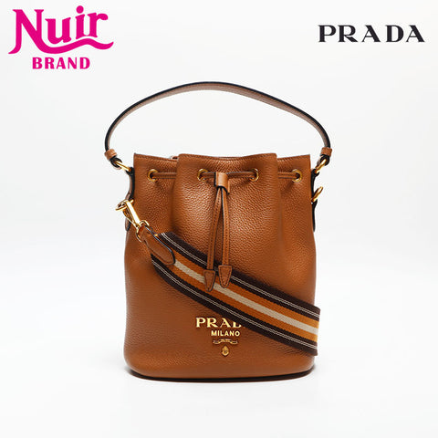 プラダ PRADA 巾着 レザー 2way ヴィッテロダイノ ショルダーバッグ ブラウン WS14307