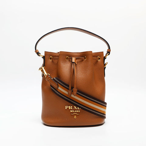 プラダ PRADA 巾着 レザー 2way ヴィッテロダイノ ショルダーバッグ ブラウン WS14307