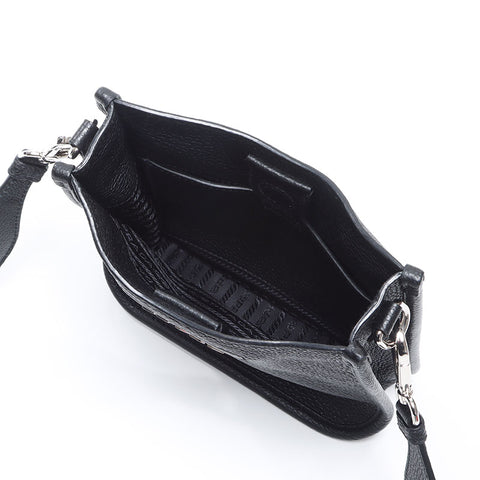 PRADA Vitello Dino Leather Logo Small Shoulder Bag black WS14308