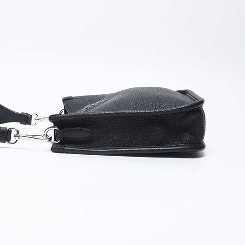 PRADA Vitello Dino Leather Logo Small Shoulder Bag black WS14308