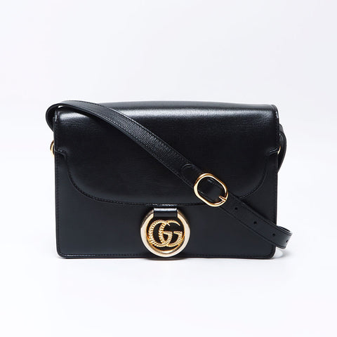 【2024年】お歳暮ギフト グッチ GUCCI WS14309 ブラック ショルダーバッグ レザー ロゴ バッグ