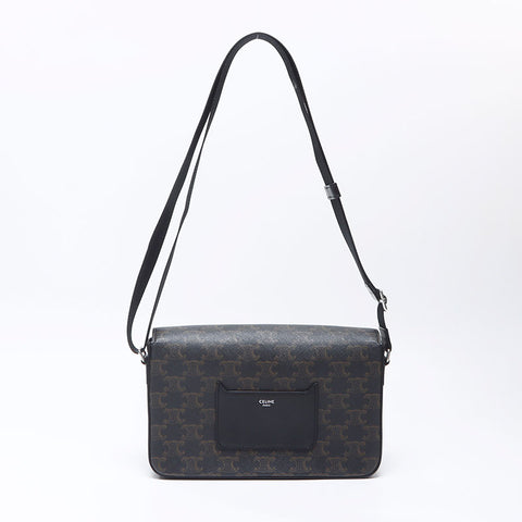 CELINE Flap Triomphe Shoulder Bag Brown WS14310