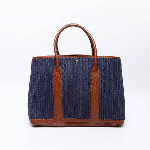 エルメス HERMES ◽️L刻印 2015年 ガーデンパーティトートバッグ ハンドバッグ ネイビー WS14312