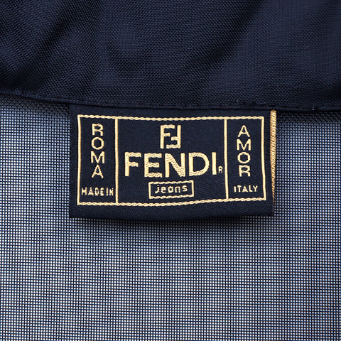 フェンディ FENDI メッシュパネル ジャケット シアー SIZE 44 長袖シャツ ポリミド ナイロン ロゴパッチ スナップボタン ブラック WS1431