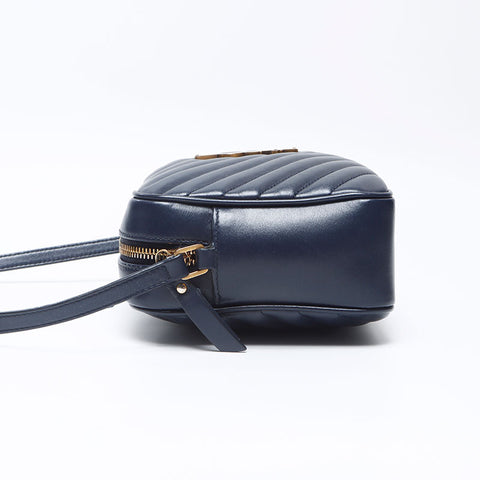 YVES SAINT LAURENT Luu Leather Camera Bag Shoulder Bag Navy WS14322