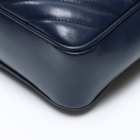 YVES SAINT LAURENT Luu Leather Camera Bag Shoulder Bag Navy WS14322