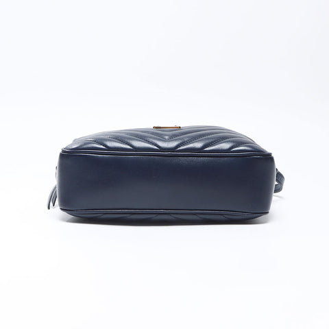 YVES SAINT LAURENT Luu Leather Camera Bag Shoulder Bag Navy WS14322