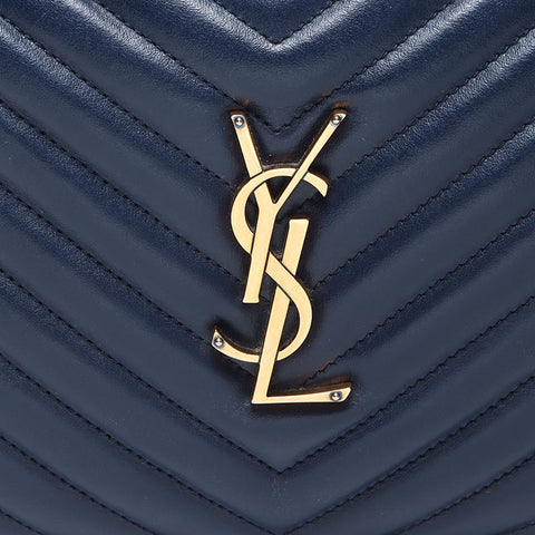 YVES SAINT LAURENT Luu Leather Camera Bag Shoulder Bag Navy WS14322