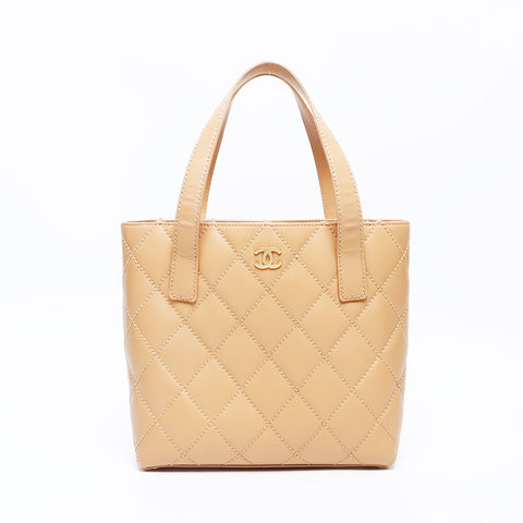 CHANEL No. 9 2004-2005 Wild Stitch Lambskin Handbag beige WS14324