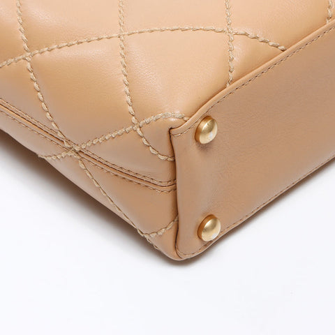 CHANEL No. 9 2004-2005 Wild Stitch Lambskin Handbag beige WS14324