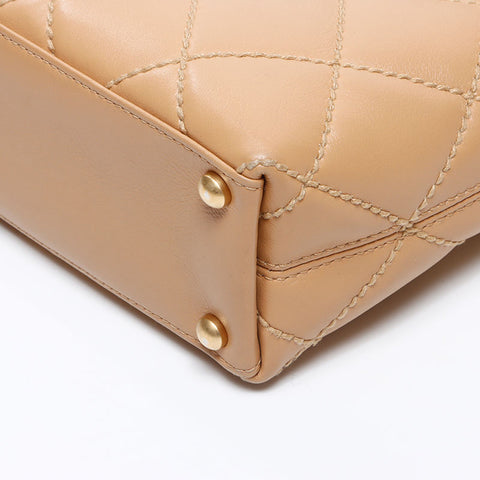 CHANEL No. 9 2004-2005 Wild Stitch Lambskin Handbag beige WS14324
