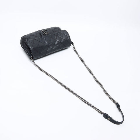 CHANEL 17th 2012-2013 Gunmetal Chain Wild Stitch Shoulder Bag black WS14325