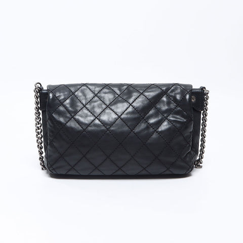 CHANEL 17th 2012-2013 Gunmetal Chain Wild Stitch Shoulder Bag black WS14325