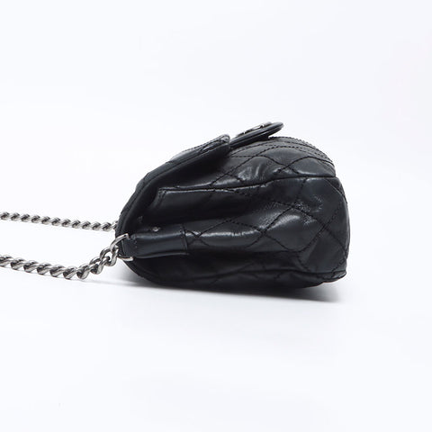 CHANEL 17th 2012-2013 Gunmetal Chain Wild Stitch Shoulder Bag black WS14325