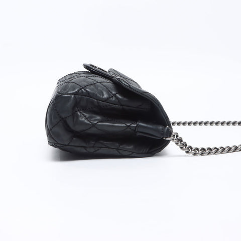 CHANEL 17th 2012-2013 Gunmetal Chain Wild Stitch Shoulder Bag black WS14325