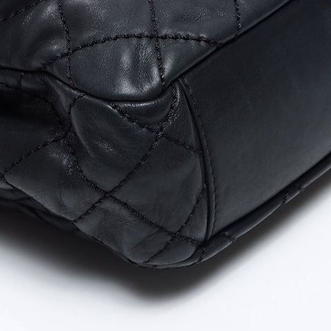 CHANEL 17th 2012-2013 Gunmetal Chain Wild Stitch Shoulder Bag black WS14325