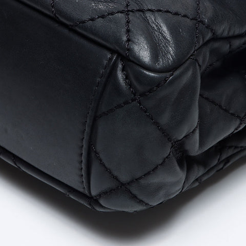 CHANEL 17th 2012-2013 Gunmetal Chain Wild Stitch Shoulder Bag black WS14325