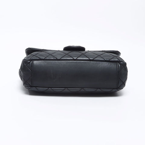 CHANEL 17th 2012-2013 Gunmetal Chain Wild Stitch Shoulder Bag black WS14325