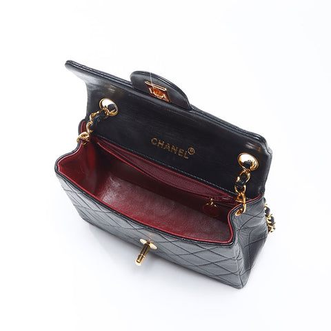 シャネル CHANEL ミニマトラッセ チェーン 1番台 1989-1991年 ラムスキン ショルダーバッグ ブラック WS14326