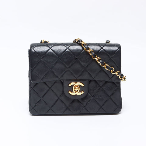 シャネル CHANEL ミニマトラッセ チェーン 1番台 1989-1991年 ラムスキン ショルダーバッグ ブラック WS14326