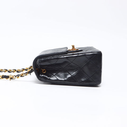 シャネル CHANEL ミニマトラッセ チェーン 1番台 1989-1991年 ラムスキン ショルダーバッグ ブラック WS14326