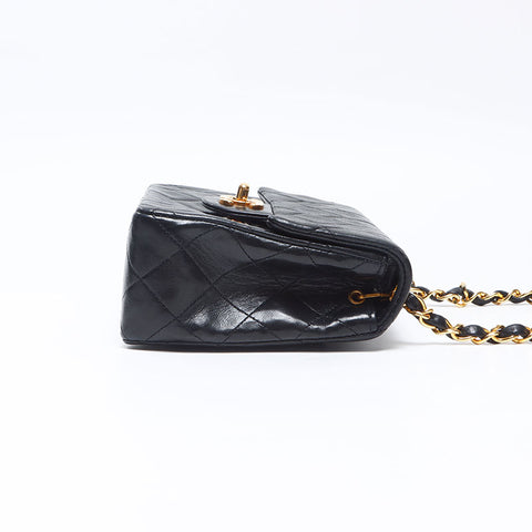 シャネル CHANEL ミニマトラッセ チェーン 1番台 1989-1991年 ラムスキン ショルダーバッグ ブラック WS14326