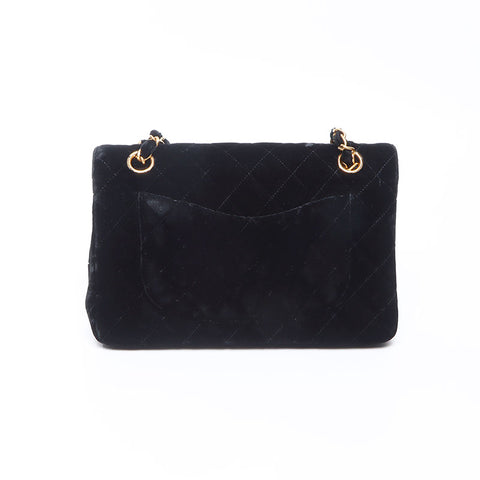 CHANEL Double flap velour Chain Matelasse 9.1" 3rd series 1994-1996 Shoulder Bag black WS14327