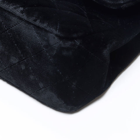 CHANEL Double flap velour Chain Matelasse 9.1" 3rd series 1994-1996 Shoulder Bag black WS14327