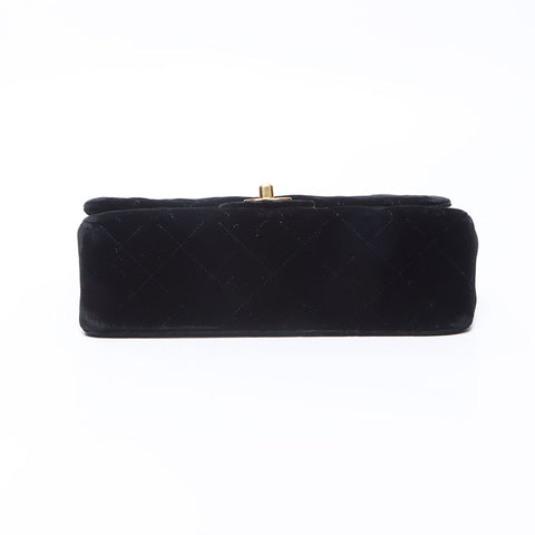 CHANEL Double flap velour Chain Matelasse 9.1" 3rd series 1994-1996 Shoulder Bag black WS14327