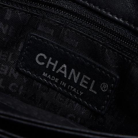 CHANEL 10th series 2005-2006 Chocolate bar Camellia icon motif Shoulder Bag black WS14328