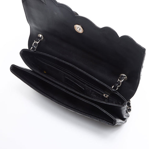 CHANEL 10th series 2005-2006 Chocolate bar Camellia icon motif Shoulder Bag black WS14328