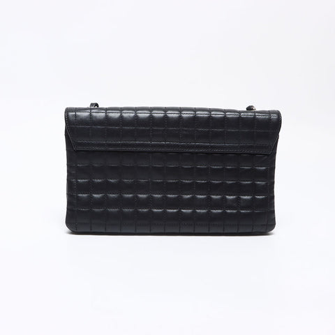 CHANEL 10th series 2005-2006 Chocolate bar Camellia icon motif Shoulder Bag black WS14328
