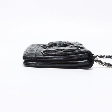CHANEL 10th series 2005-2006 Chocolate bar Camellia icon motif Shoulder Bag black WS14328