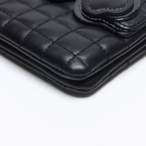 CHANEL 10th series 2005-2006 Chocolate bar Camellia icon motif Shoulder Bag black WS14328