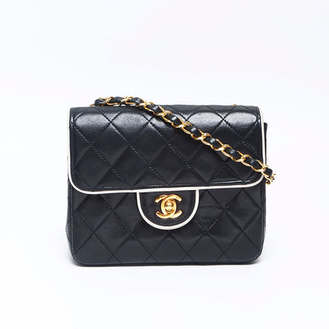 シャネル CHANEL ミニマトラッセ ラムスキン 1番台 1989-1991 チェーン ショルダーバッグ ブラック WS14329